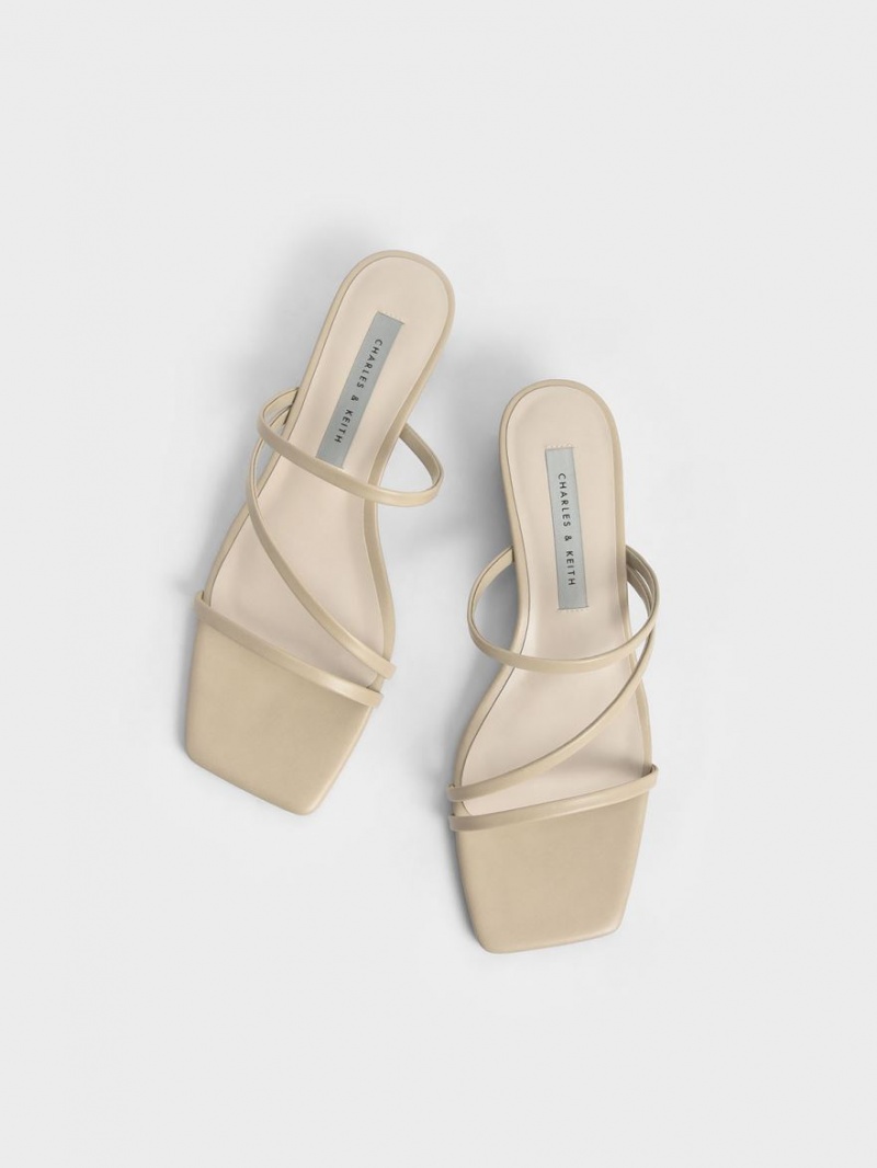 Charles And Keith Strappy Wedge Mules Beige | PHILIPPINES P237