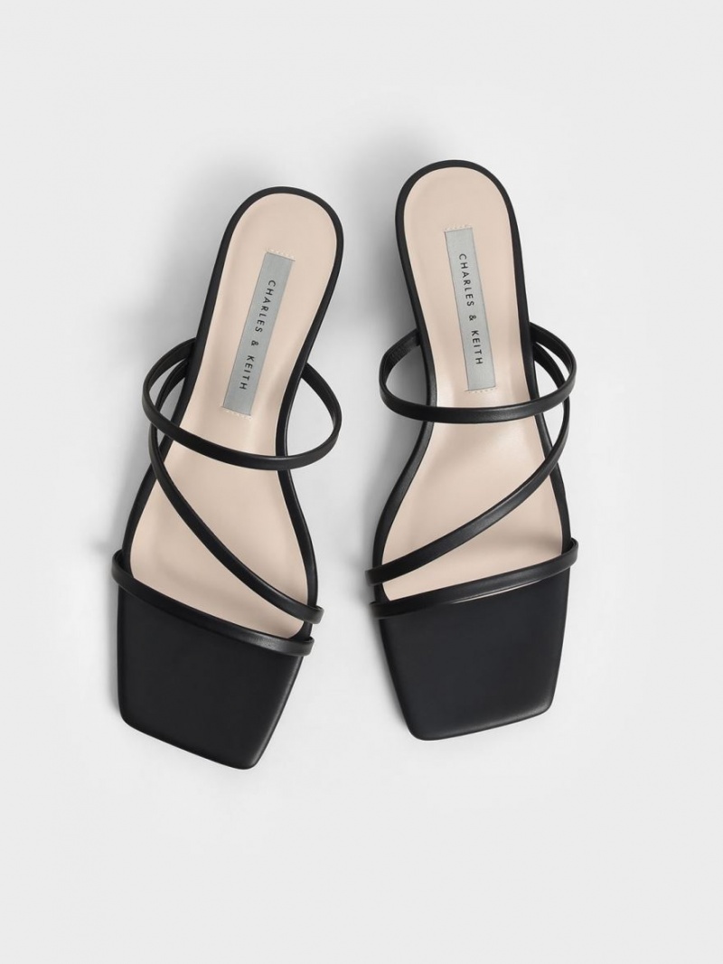 Charles And Keith Strappy Wedge Mules Black | PHILIPPINES L240