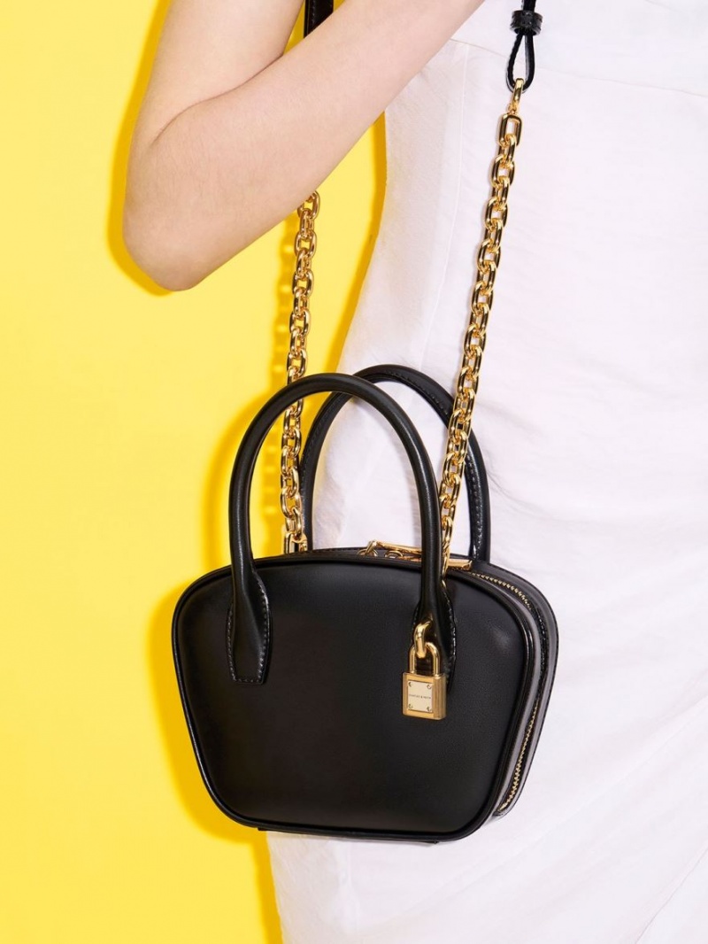 Charles And Keith Suki Padlock Tote Bags Black | PHILIPPINES T471