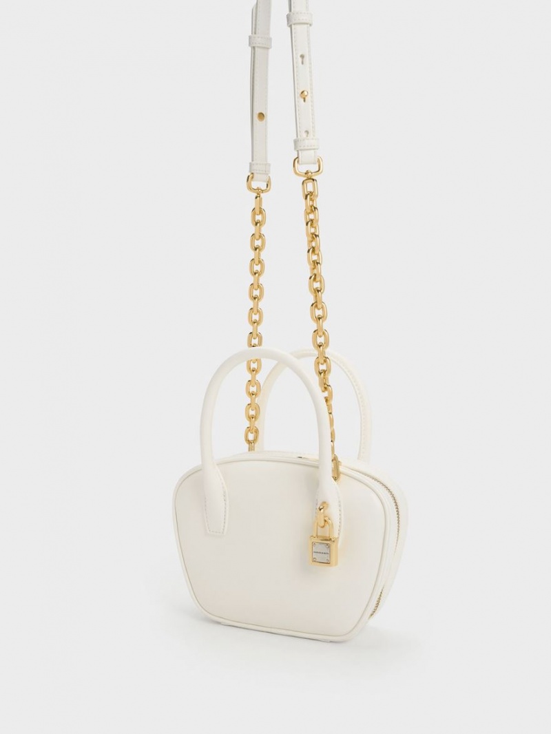 Charles And Keith Suki Padlock Tote Bags White | PHILIPPINES J683