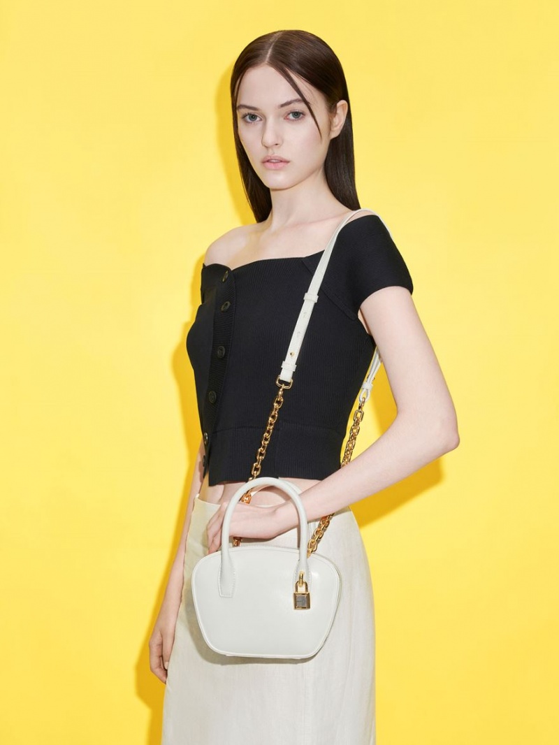 Charles And Keith Suki Padlock Tote Bags White | PHILIPPINES J683