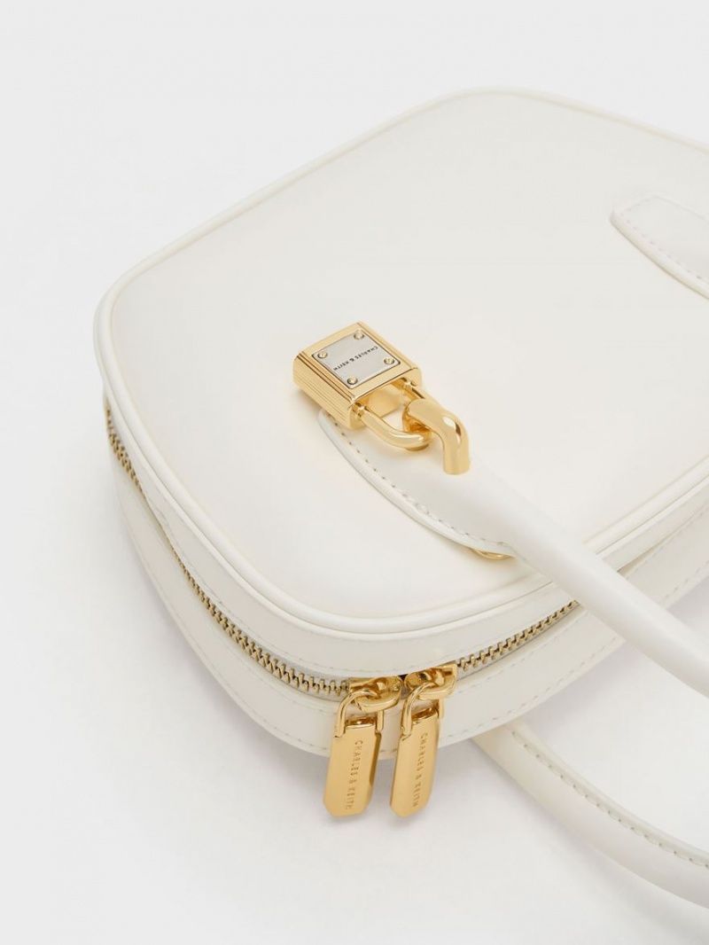 Charles And Keith Suki Padlock Tote Bags White | PHILIPPINES J683