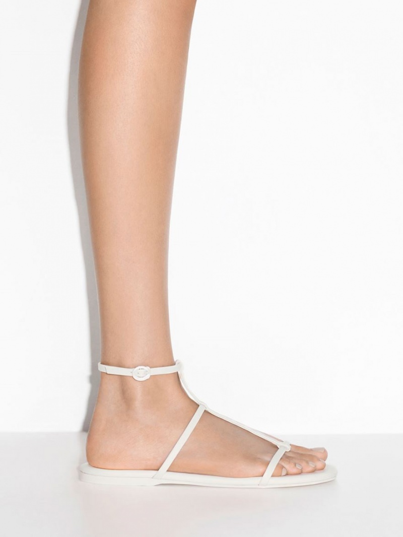 Charles And Keith T-Bar Ankle Strap Sandals White | PHILIPPINES M470