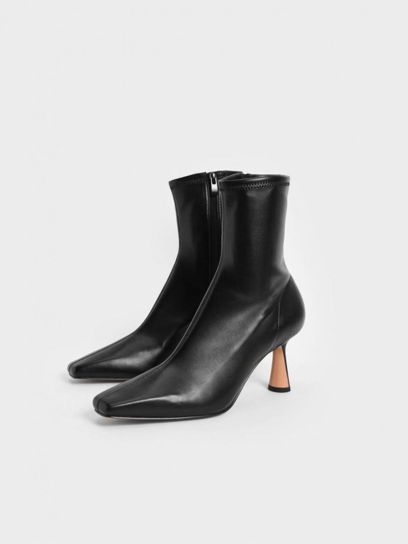 Charles And Keith Tapered Square-Toe Ankle Boots Black | PHILIPPINES M163