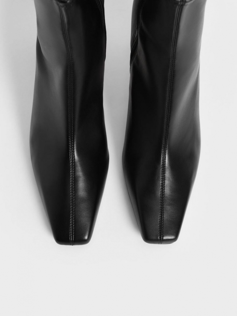 Charles And Keith Tapered Square-Toe Ankle Boots Black | PHILIPPINES M163