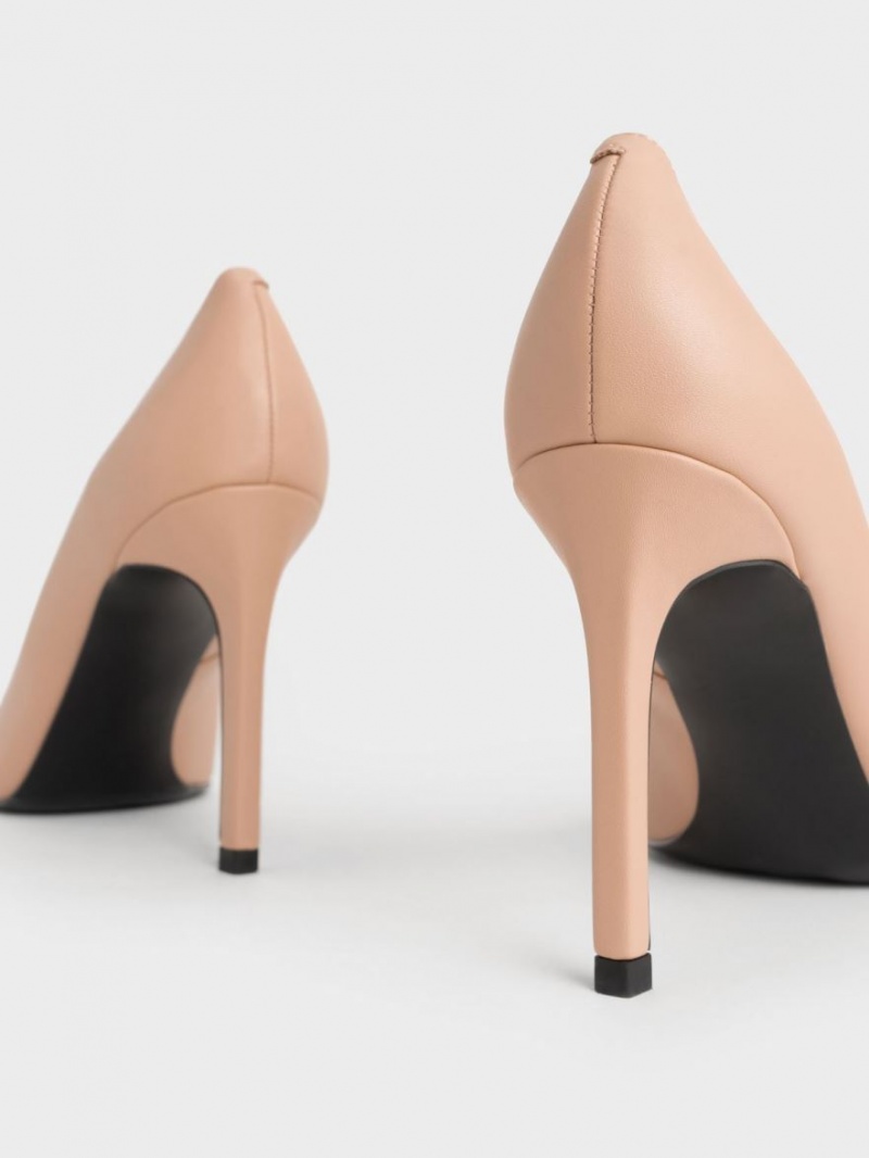 Charles And Keith Tapered Square-Toe Pumps Beige | PHILIPPINES Y096