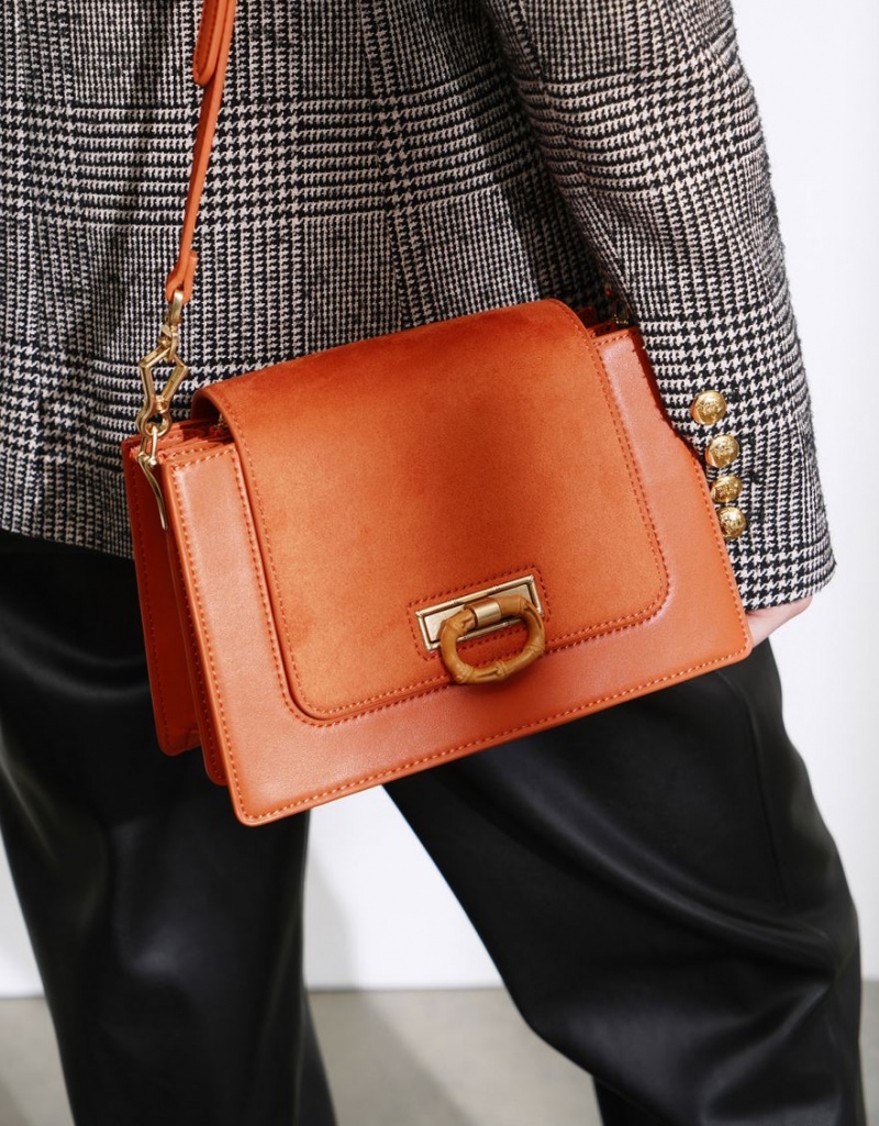 Charles And Keith Textured Crossbody Bags Orange | PHILIPPINES S315