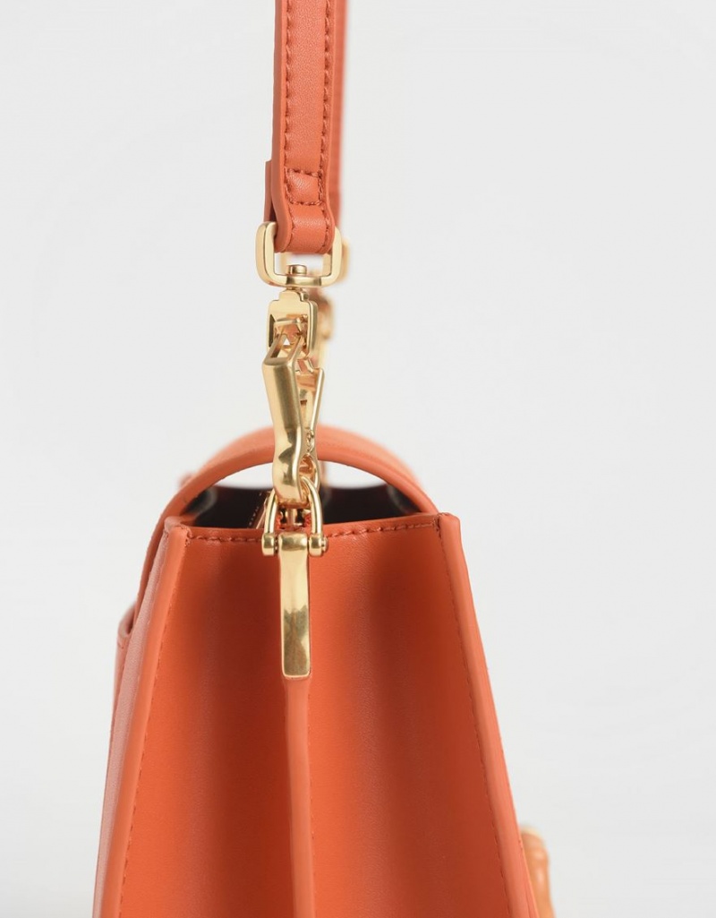 Charles And Keith Textured Crossbody Bags Orange | PHILIPPINES S315