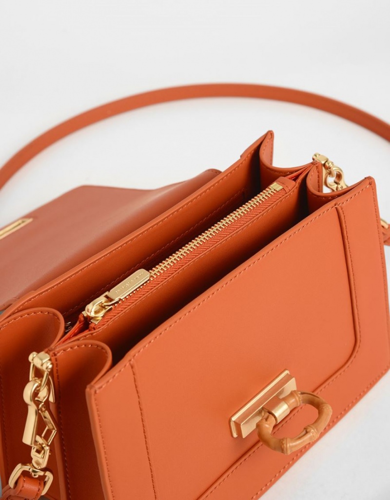 Charles And Keith Textured Crossbody Bags Orange | PHILIPPINES S315