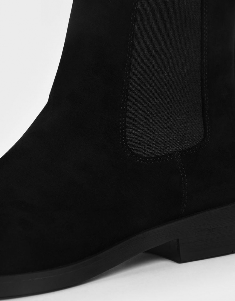 Charles And Keith Textured Round Toe Chelsea Boots Black | PHILIPPINES Z021