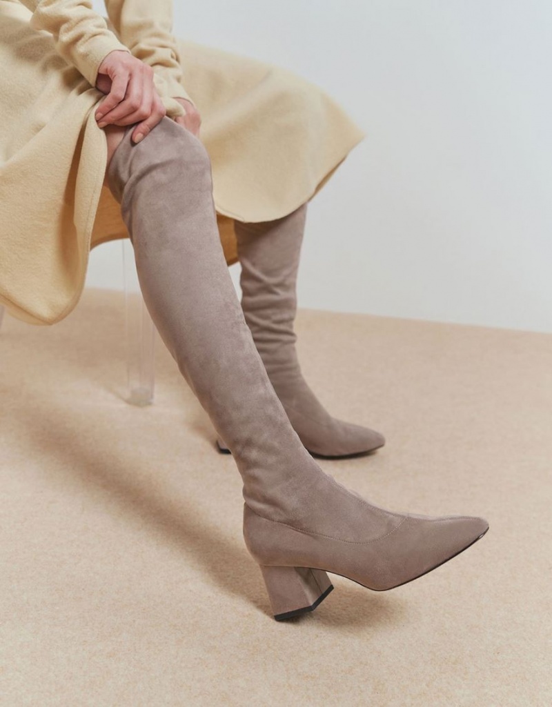 Charles And Keith Textured Thigh High Boots Brown | PHILIPPINES Y127