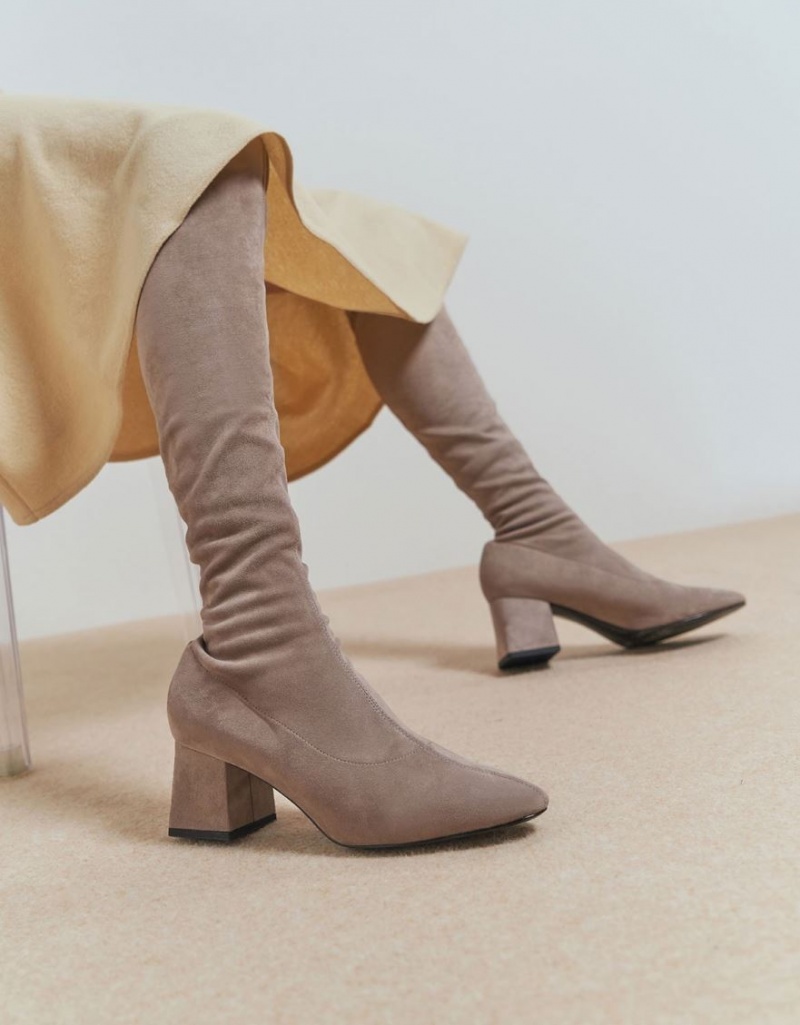 Charles And Keith Textured Thigh High Boots Brown | PHILIPPINES Y127