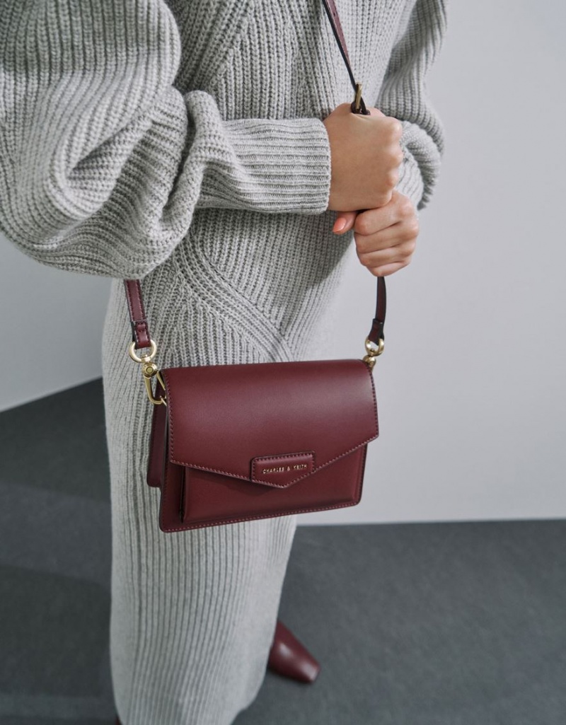 Charles And Keith Tiaret Envelope Crossbody Bags Burgundy | PHILIPPINES G409