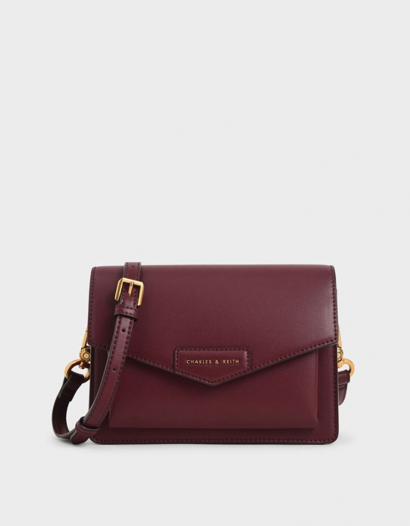 Charles And Keith Tiaret Envelope Crossbody Bags Burgundy | PHILIPPINES G409