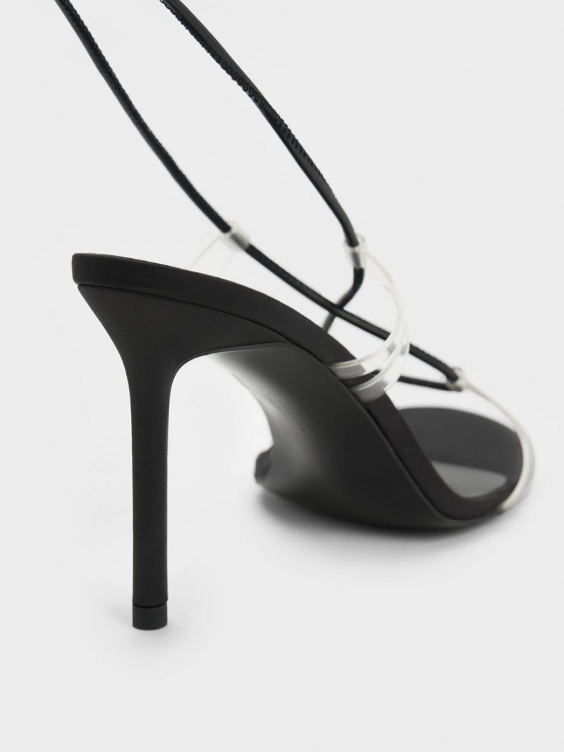 Charles And Keith Tie-Around Heels Sandals Black | PHILIPPINES N409