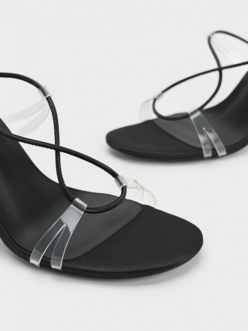 Charles And Keith Tie-Around Heels Sandals Black | PHILIPPINES N409