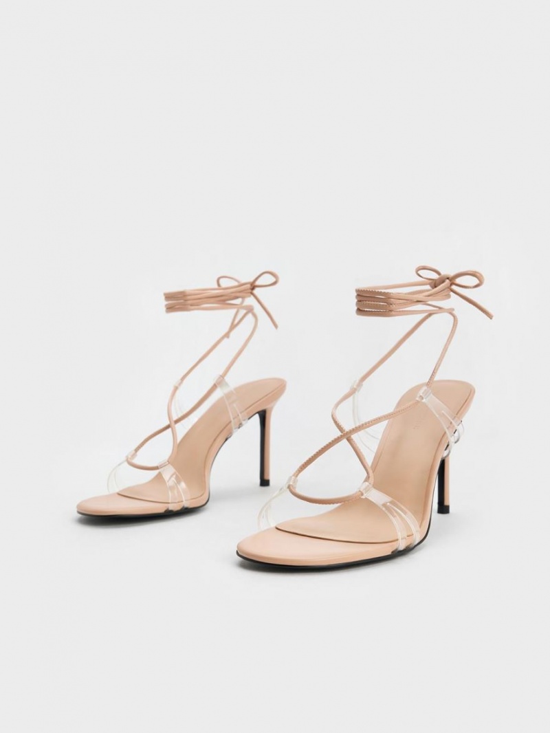 Charles And Keith Tie-Around Heels Sandals Beige | PHILIPPINES G936