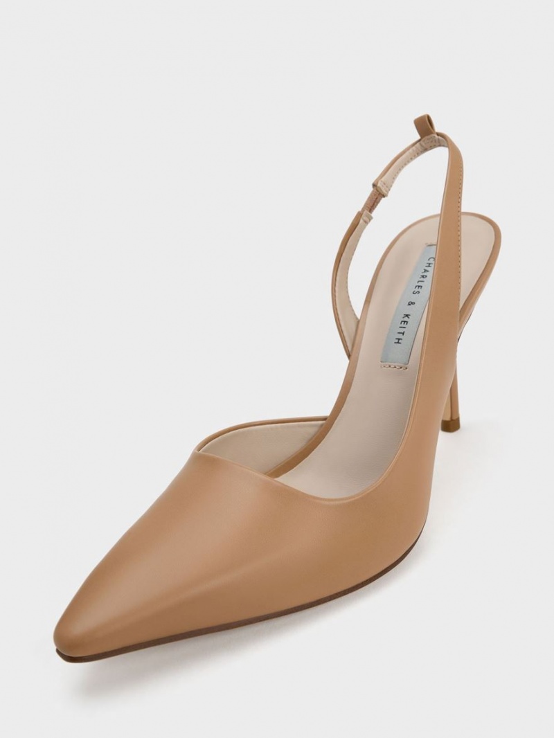 Charles And Keith Tie-Around Slingback Pumps Brown | PHILIPPINES T870