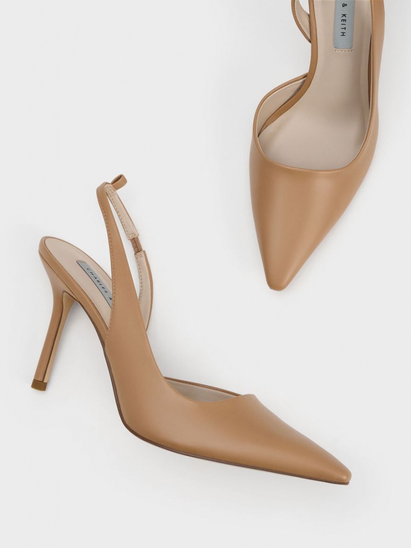 Charles And Keith Tie-Around Slingback Pumps Brown | PHILIPPINES T870