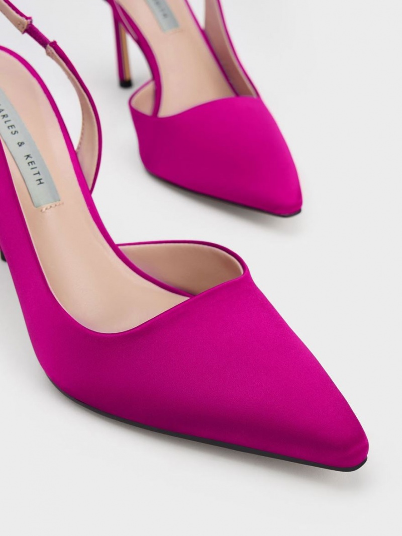 Charles And Keith Tie-Around Slingback Pumps Fuchsia | PHILIPPINES Y630