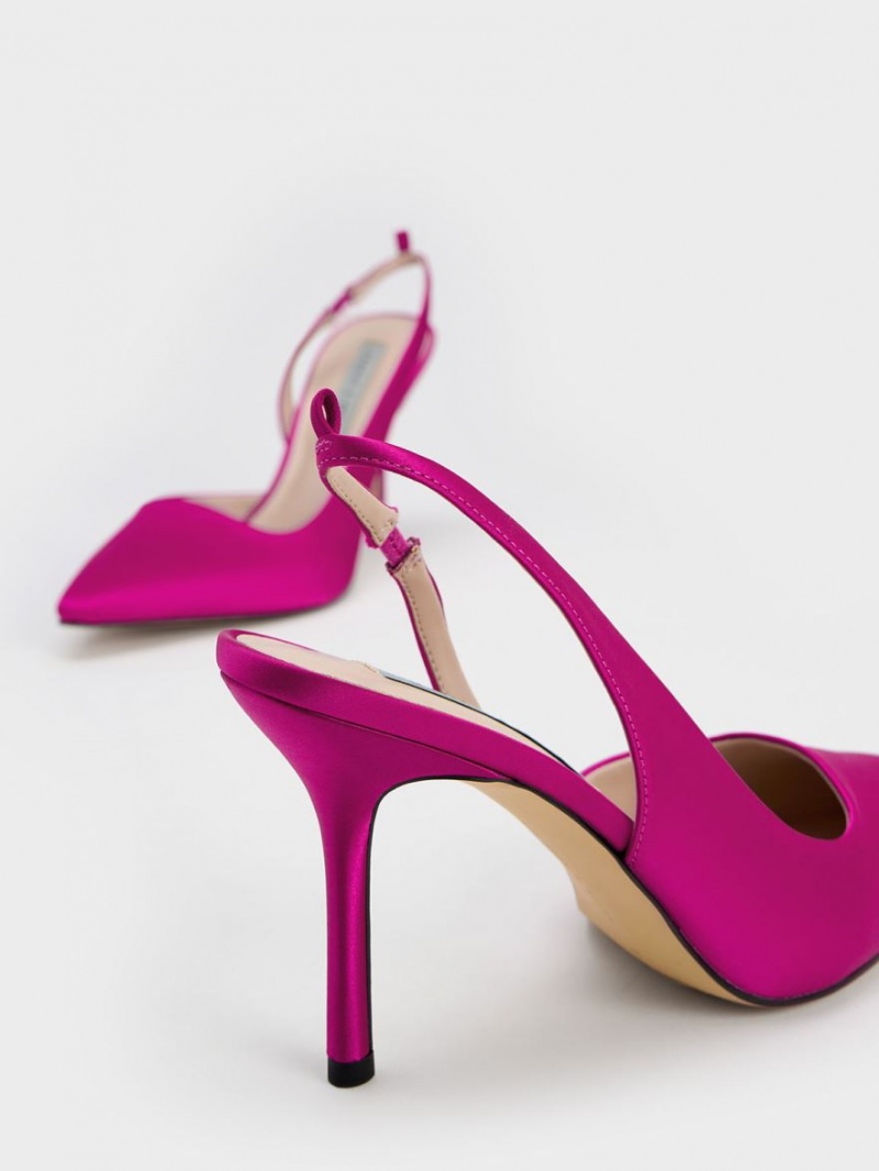 Charles And Keith Tie-Around Slingback Pumps Fuchsia | PHILIPPINES Y630