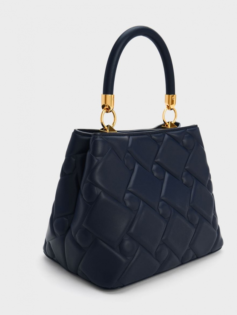 Charles And Keith Tillie Quilted Top Handbag Navy | PHILIPPINES N962