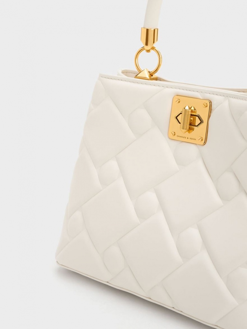 Charles And Keith Tillie Quilted Top Handbag Cream | PHILIPPINES G918