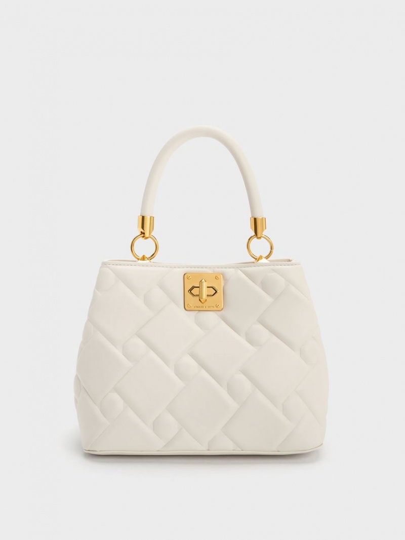 Charles And Keith Tillie Quilted Top Handbag Cream | PHILIPPINES G918