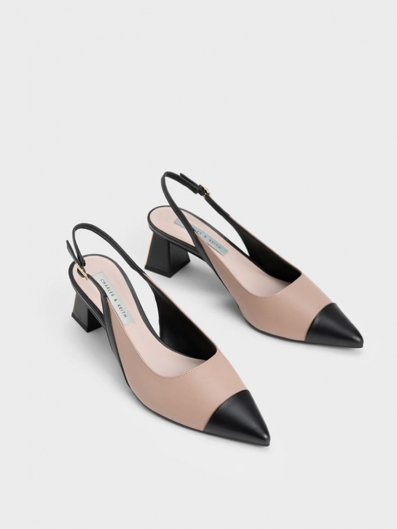 Charles And Keith Toe Cap Slingback Pumps Beige | PHILIPPINES I824