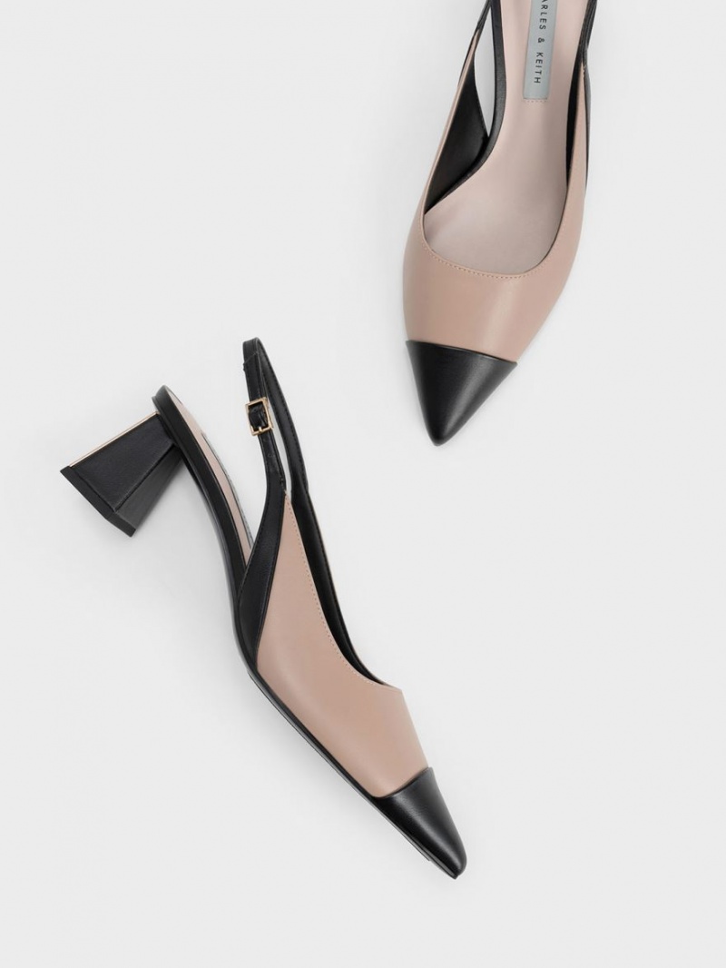 Charles And Keith Toe Cap Slingback Pumps Beige | PHILIPPINES I824