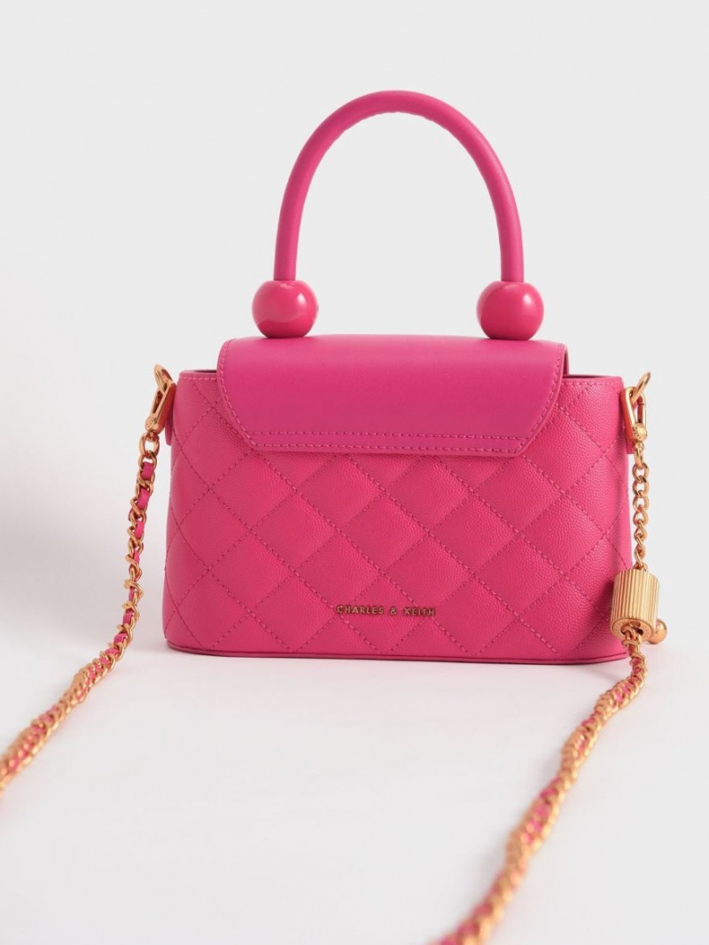 Charles And Keith Top Handle Circle Shoulder Bags Fuchsia | PHILIPPINES L749