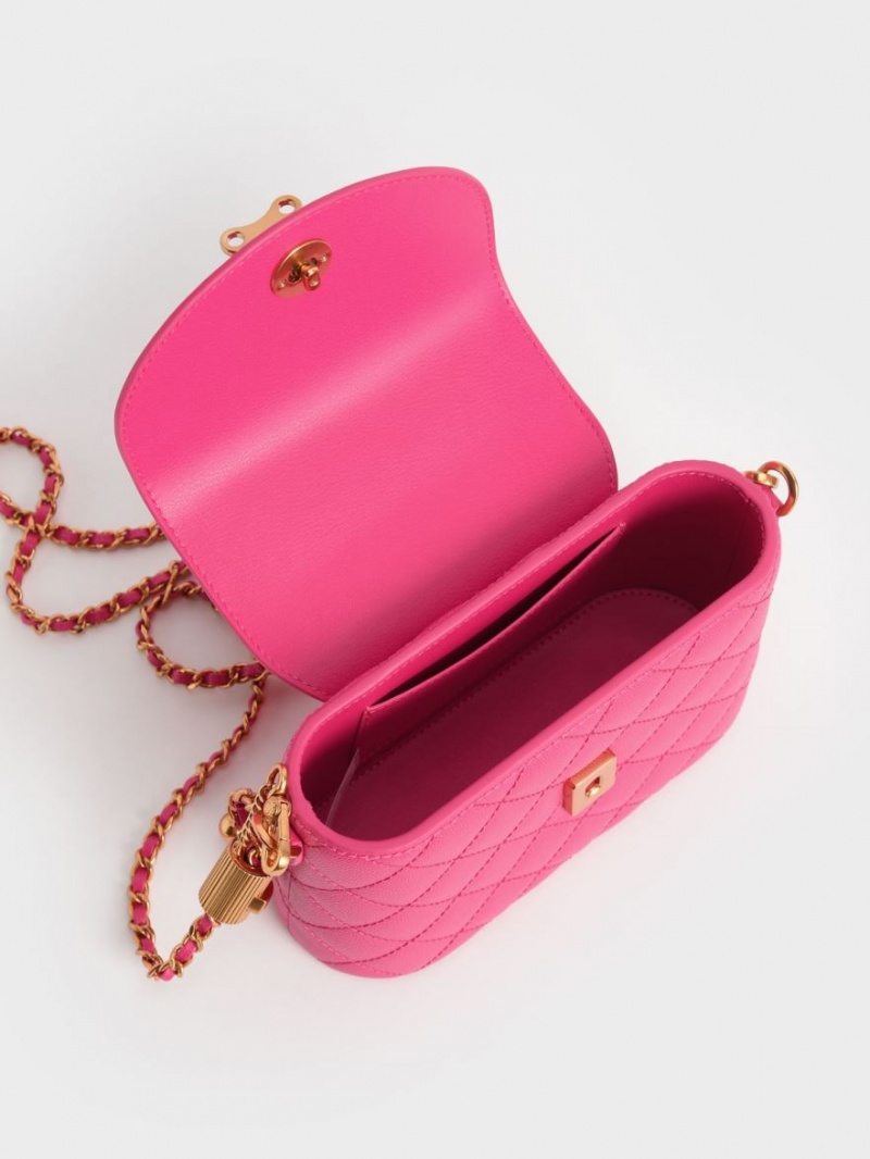 Charles And Keith Top Handle Circle Shoulder Bags Fuchsia | PHILIPPINES L749