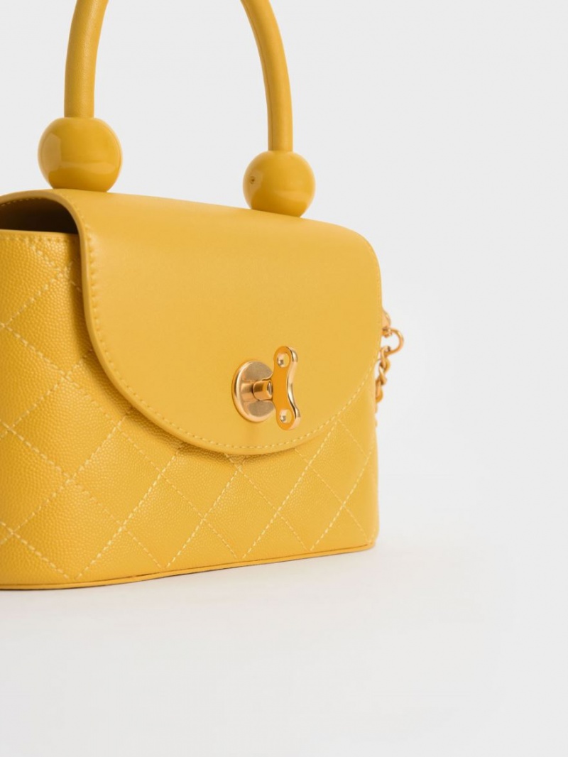 Charles And Keith Top Handle Circle Shoulder Bags Yellow | PHILIPPINES Q071