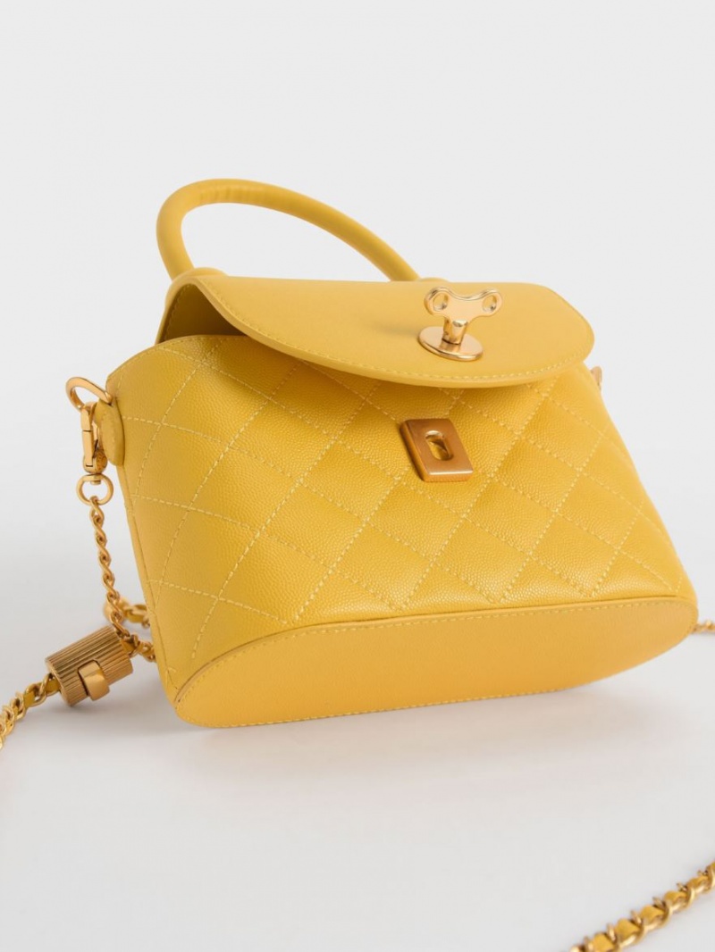 Charles And Keith Top Handle Circle Shoulder Bags Yellow | PHILIPPINES Q071