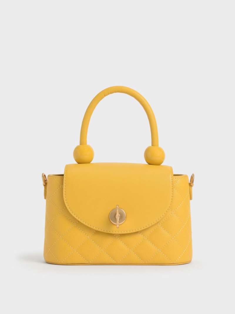 Charles And Keith Top Handle Circle Shoulder Bags Yellow | PHILIPPINES Q071