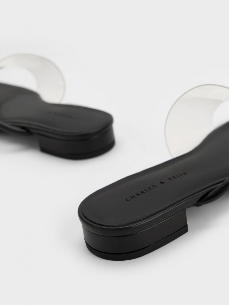 Charles And Keith Transparent Thong Flat Sandals Black | PHILIPPINES X206