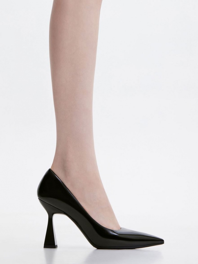 Charles And Keith Trapeze Heel Pointed-Toe Pumps Black | PHILIPPINES A623