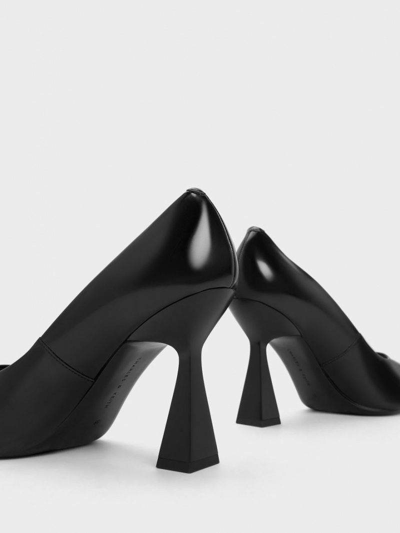 Charles And Keith Trapeze Heel Pointed-Toe Pumps Black | PHILIPPINES A623