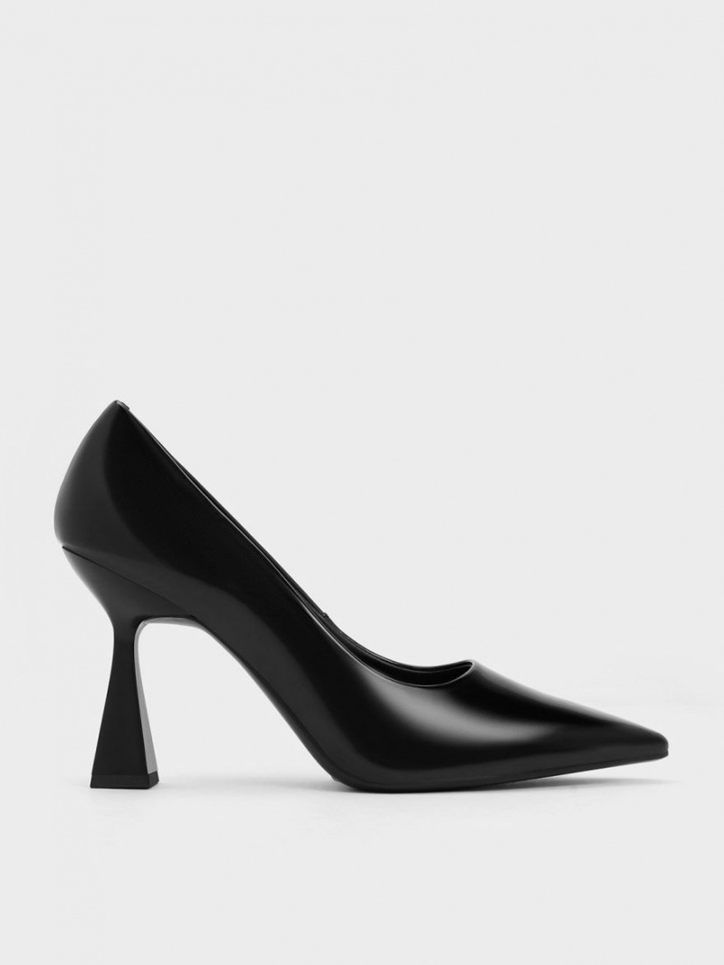 Charles And Keith Trapeze Heel Pointed-Toe Pumps Black | PHILIPPINES A623