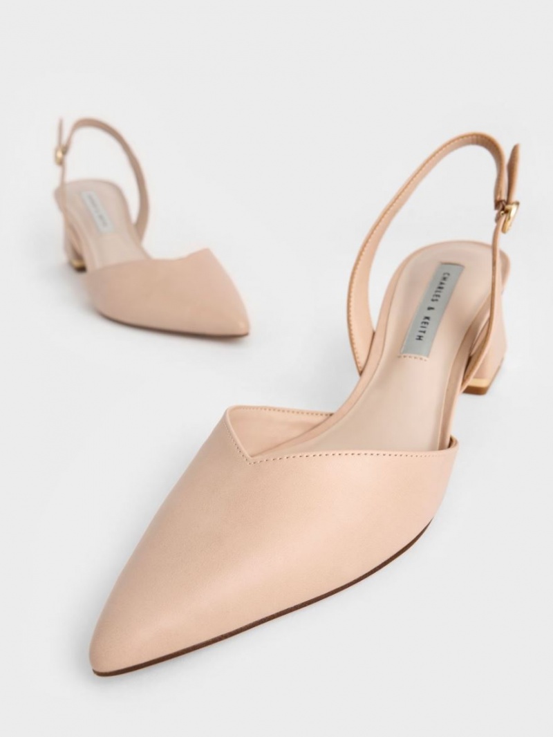 Charles And Keith Trapeze Heel Slingback Pumps Light Pink | PHILIPPINES X092