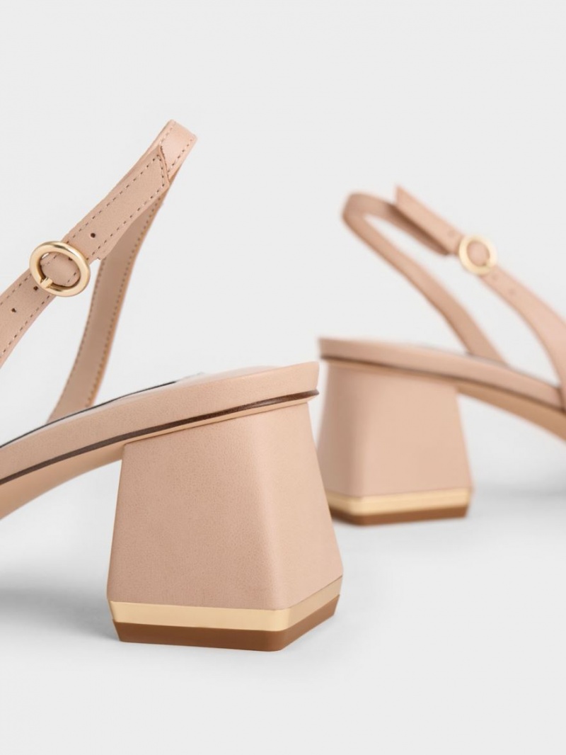 Charles And Keith Trapeze Heel Slingback Pumps Light Pink | PHILIPPINES X092