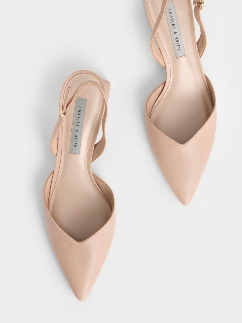 Charles And Keith Trapeze Heel Slingback Pumps Light Pink | PHILIPPINES X092