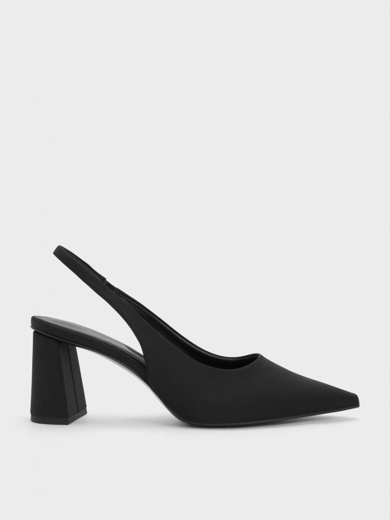 Charles And Keith Trapeze Heel Slingback Pumps Black | PHILIPPINES X450