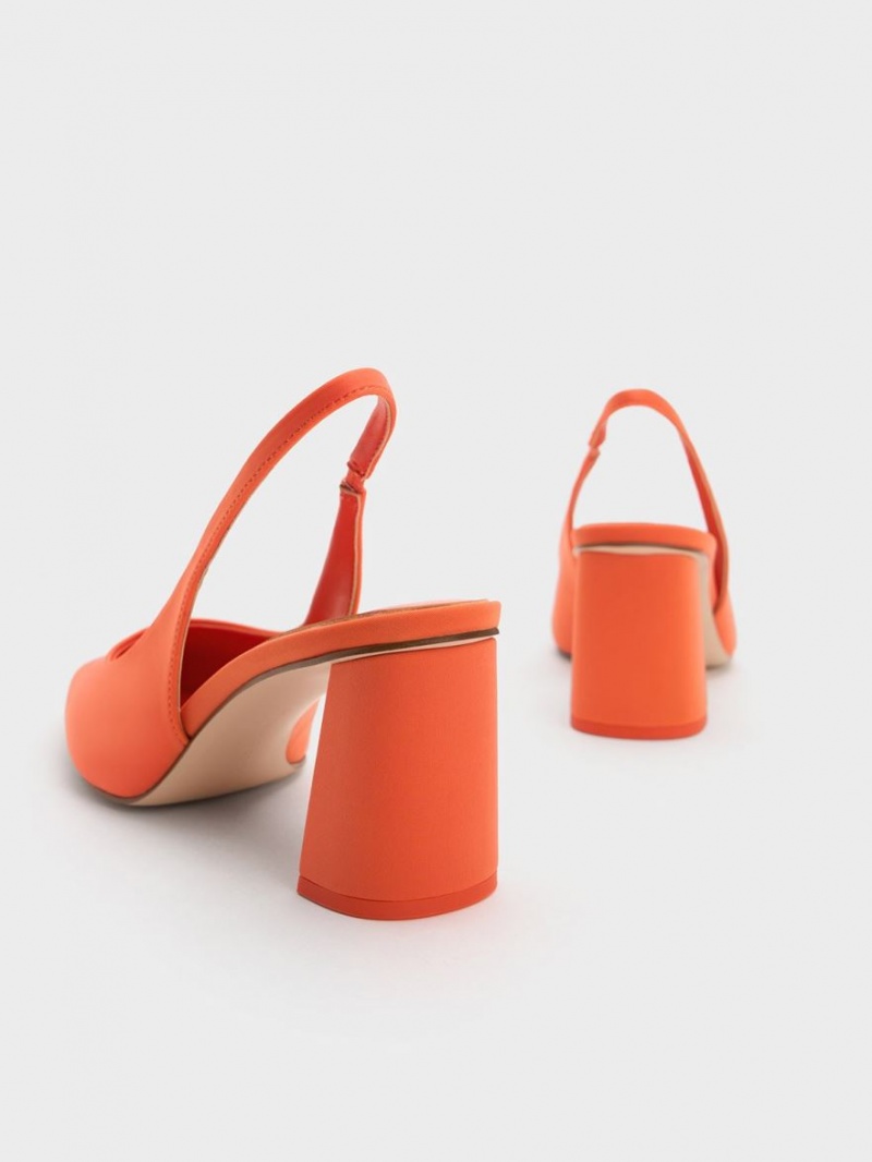 Charles And Keith Trapeze Heel Slingback Pumps Orange | PHILIPPINES M153