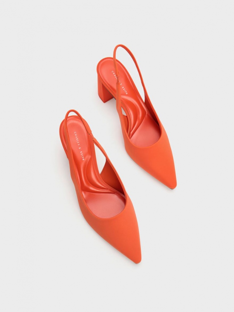 Charles And Keith Trapeze Heel Slingback Pumps Orange | PHILIPPINES M153