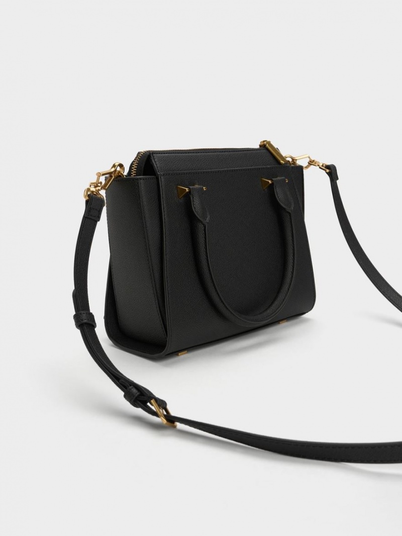 Charles And Keith Trapeze Tote Bags Black | PHILIPPINES Z415