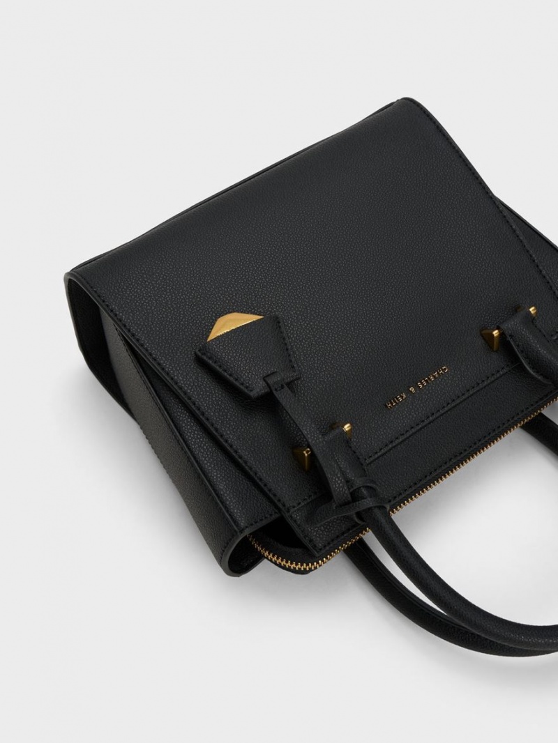 Charles And Keith Trapeze Tote Bags Black | PHILIPPINES Z415