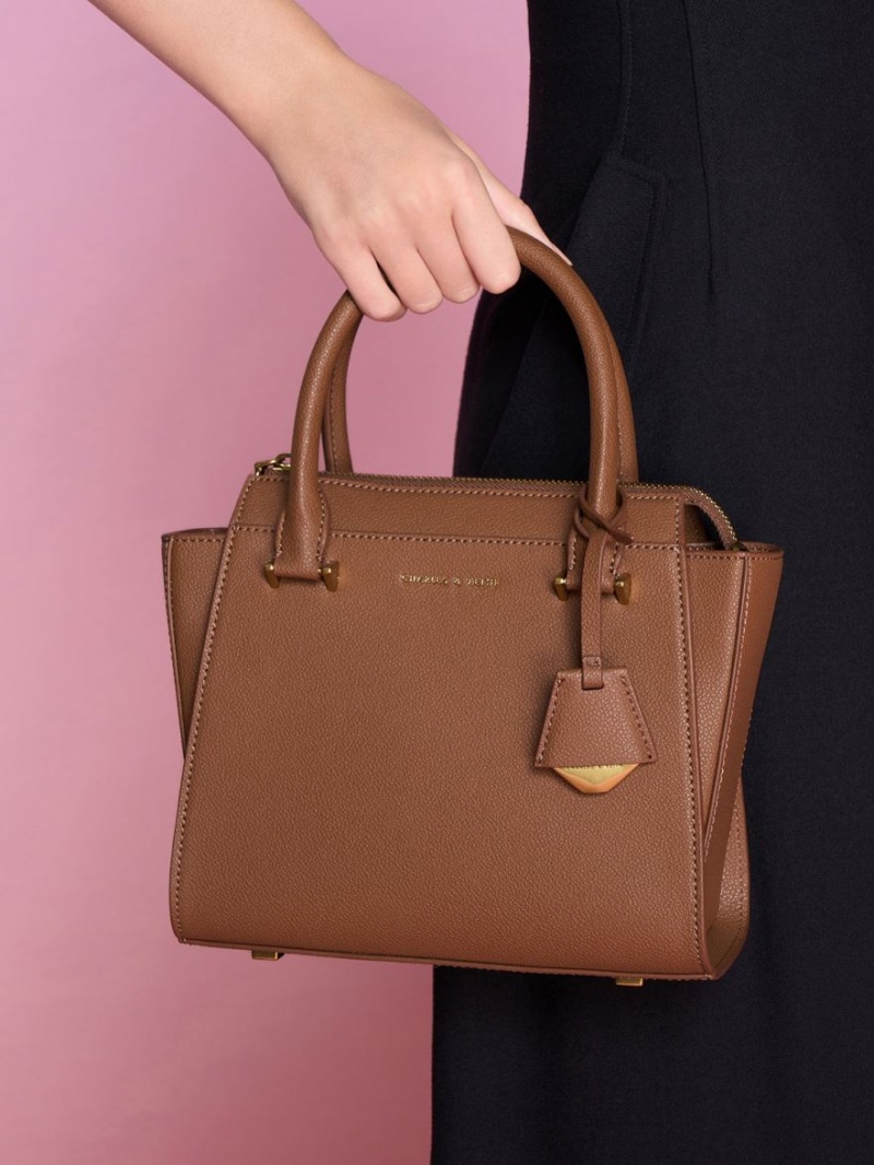 Charles And Keith Trapeze Tote Bags Chocolate | PHILIPPINES T569