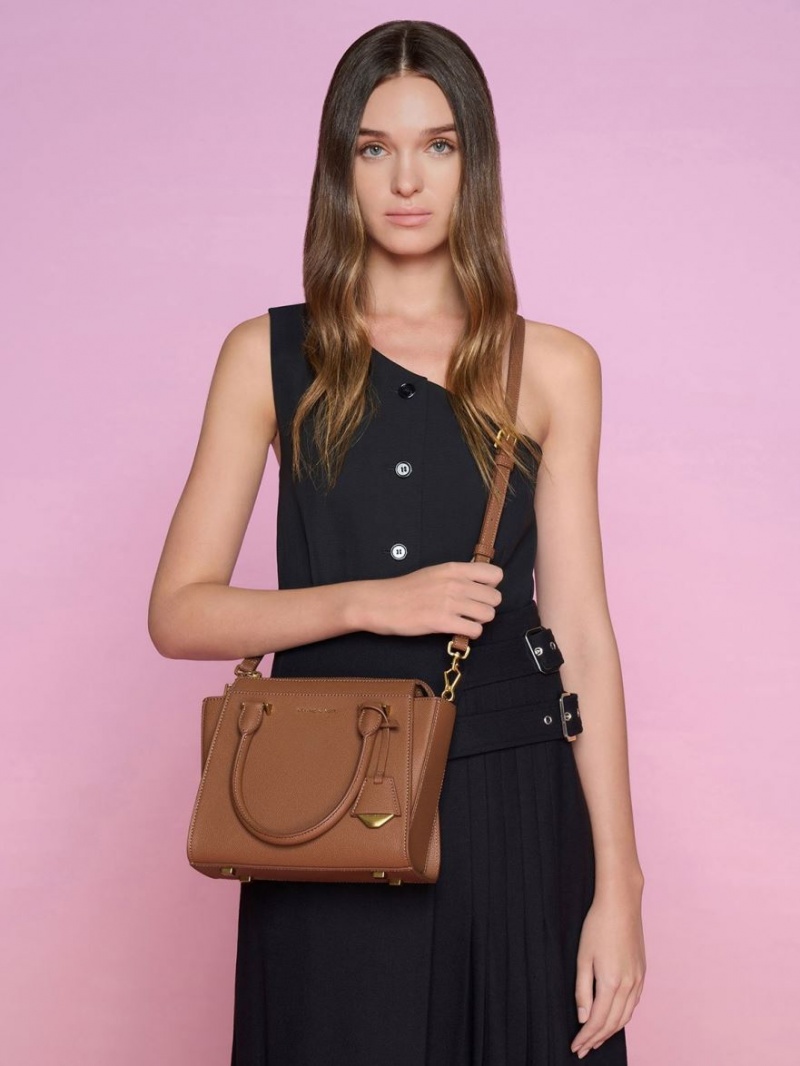 Charles And Keith Trapeze Tote Bags Chocolate | PHILIPPINES T569