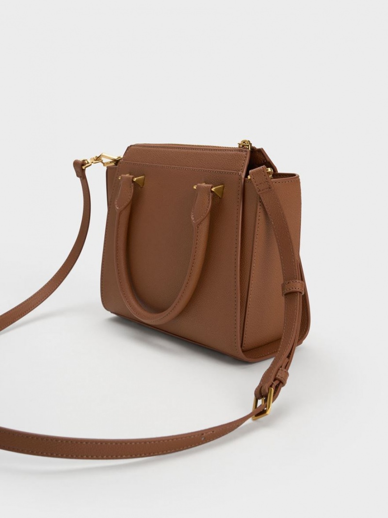 Charles And Keith Trapeze Tote Bags Chocolate | PHILIPPINES T569